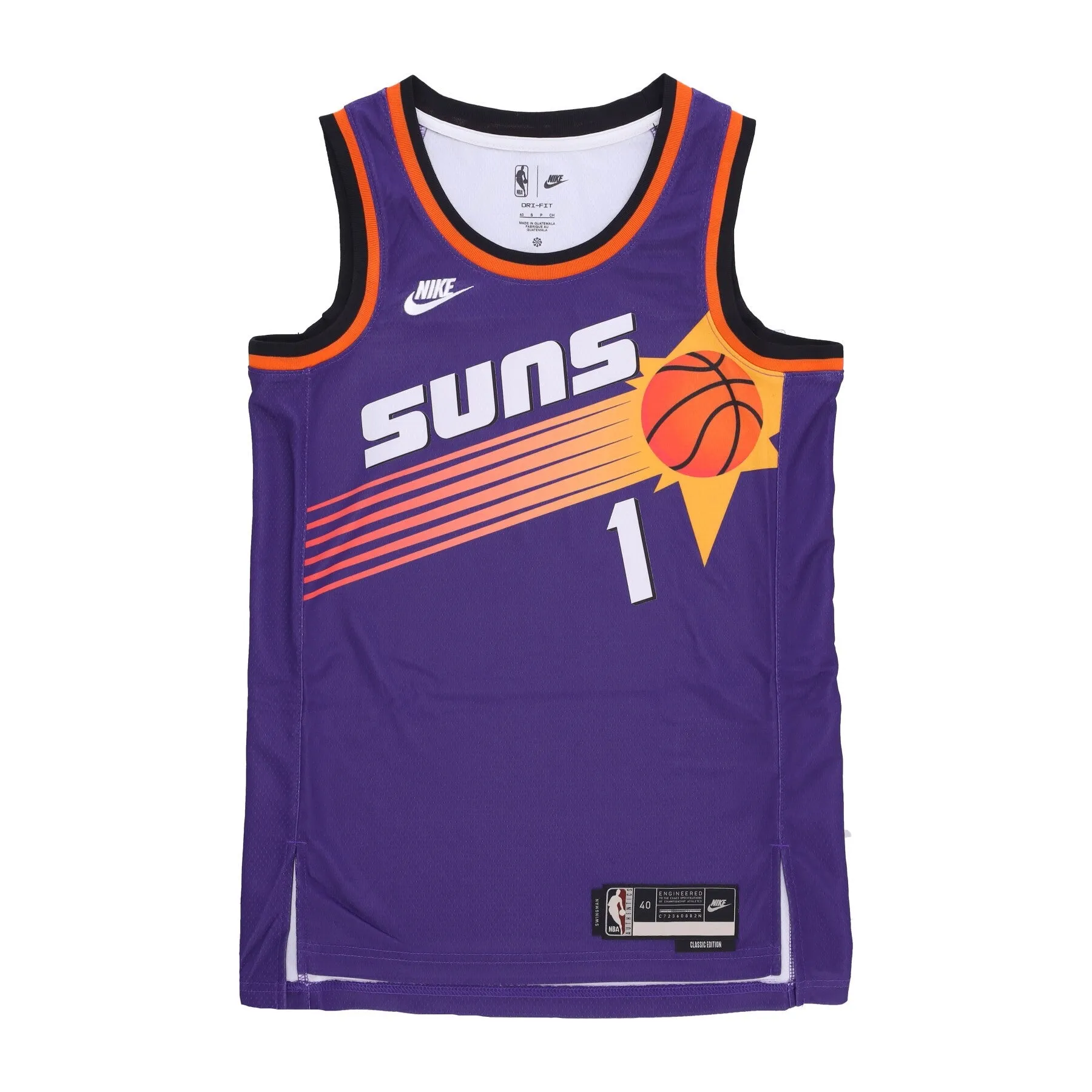 Basketball jersey for men from NBA Hwc 22 Dri-fit196151632853 Swingman with No 1 Devin Booker in Phosun Field Purple