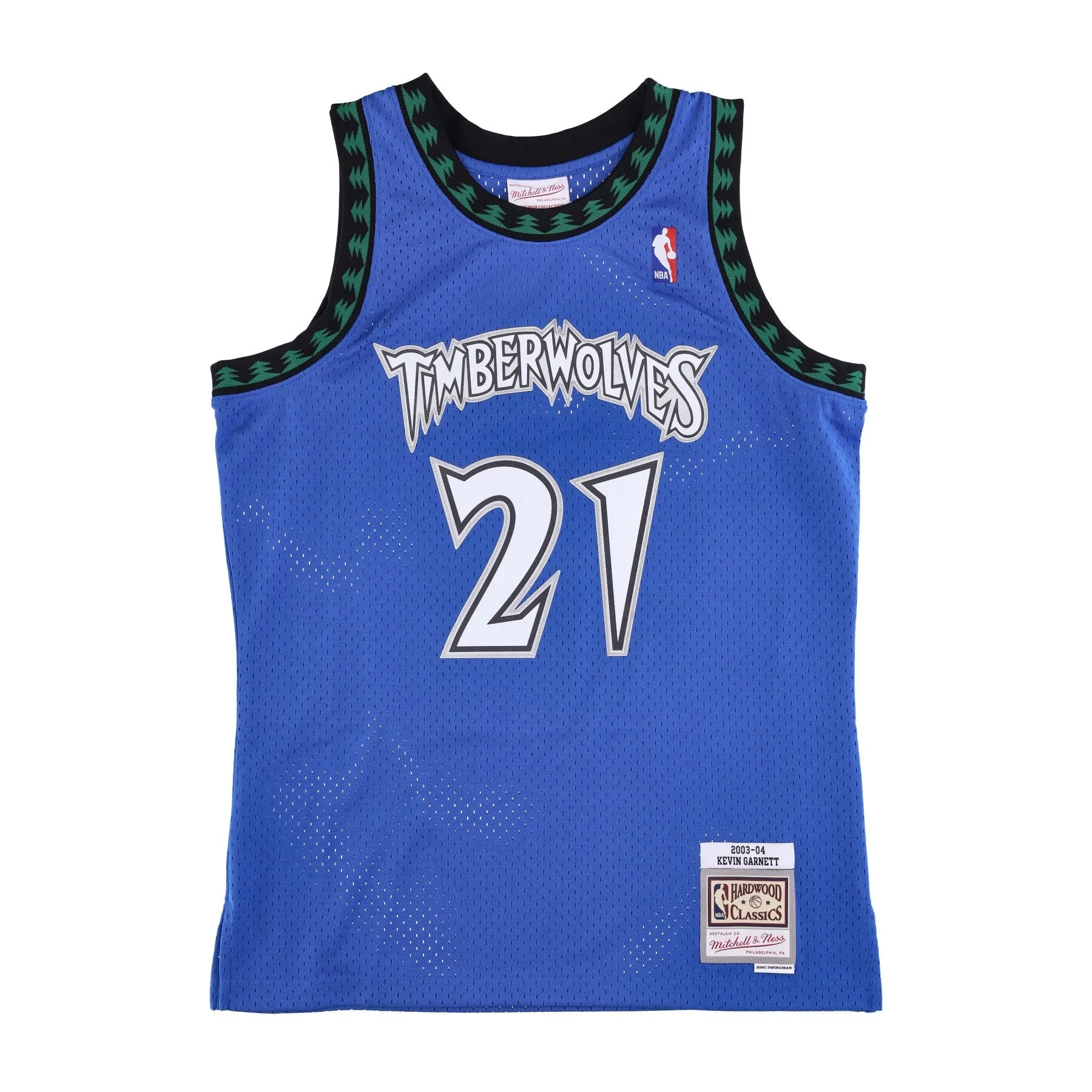 Basketball jersey for men from NBA Swingman with Hardwood Classics No 21 Kevin Garnett 2003-04 in Mintim Original Team Colors